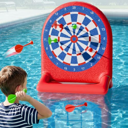 Funscape Kids Inflatable Dartboard Pool Toy, Fun Swimming Pool Soft Ball Toss Game, Outdoor Yard Water Target Sports Activity, Cool Summer Beach Party Gift 3 4 5 6 7 8 Yr Boy Girl Child-Dartboard
