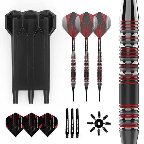 Accudart Soft Tip Dart Set 3.0 – Gunmetal Steel Barrel, Hybrid Grip, Polycarbonate Shafts, Standard Flights, Drop‑in Case for Fully Assembled Darts – Includes Soft Tip Points