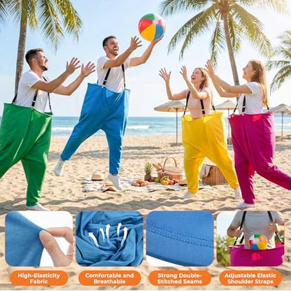 Granny Pants Yard Game Set, Giant Yard Games with 20 Bouncy Balls, 4 Suspenders, Pumps & Flags, Funny & Outdoor Games for Adults and Family, Huge Backyard Games for Lawn, Camping & Party Games