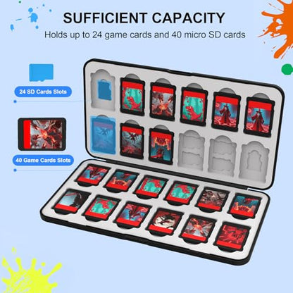 QuoLumPIA 24 Switch Game Card Case for Nintendo Switch 2/OLED/Lite - Holds 24 Cartridges & 40 SD Cards, Compact Storage, Portable Travel Essential, Gift, Hard Shell, Silicone Lining, Magnetic closure - size: 24