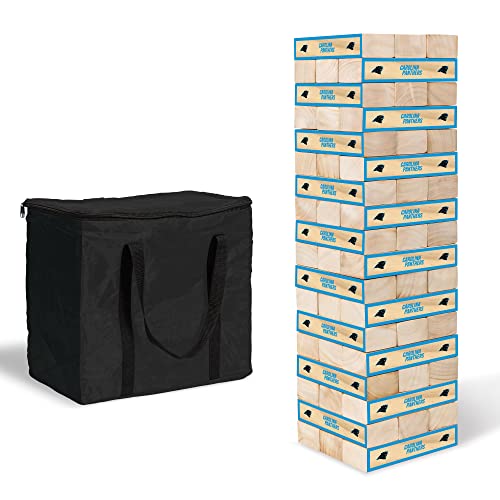 Wild Sports NFL Giant Stacking Wooden Blocks – Tumbling Tower Classic Family Game Stacks – Great Gift for Any Football Fan! - color: Carolina Panthers