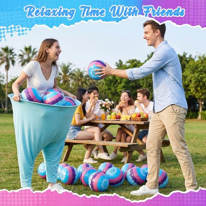 26 Pcs Granny Pants Outdoor Game Set, 4 Giant Pants with 20 Bouncy Balls & 2 Pumps Yard Funny Toss Relay Backyard Game for Adults Family Beach Party Favor - color: Neon, style: Video