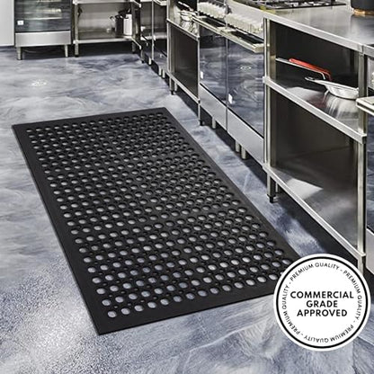 A1 Home Collections New All Purpose Anti Fatigue Versatile Rubber Floor Mat with Drain Holes, Workplace Mat, Restaurant Kitchen Mat, Bar Area Mat, Commercial, Industrial Anti Fatigue Mat 32x47 Inches - size: 47"L x 32"W x 0.6"Th