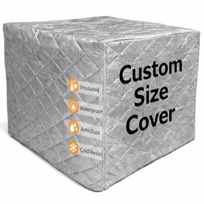 Custom Insulated Equipment Cover, Waterproof & Cold Resistant Protective Cover, Made to Measure Size, Silver Coated Oxford Fabric, Zipper Access for Outdoor & Indoor Use