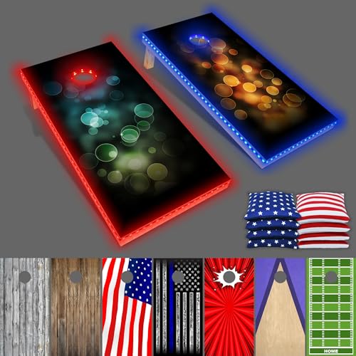PartyToss Cornhole Boards/Bean Bag Toss Game Set w/Optional LED Lights & Graphics - Choose Your Model - color: Bubbles
