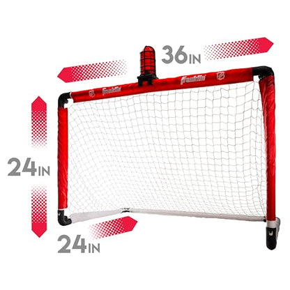 Franklin Sports Mini Hockey Goal Set - NHL Light Up Knee Hockey Goal and Stick Set with Hockey Ball - Perfect for Indoor Floor Hockey and Knee Hockey, Red, 36" L x 36" W x 24" H
