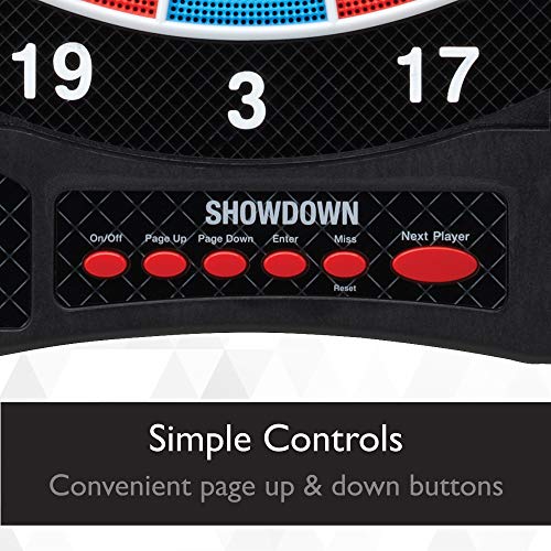 Viper Showdown Electronic Dartboard, 15.5 in Regulation Target, 32 Games, 590 Options, Battery Powered, 6 Darts Included, Black
