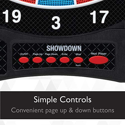 Viper Showdown Electronic Dartboard, 15.5 in Regulation Target, 32 Games, 590 Options, Battery Powered, 6 Darts Included, Black