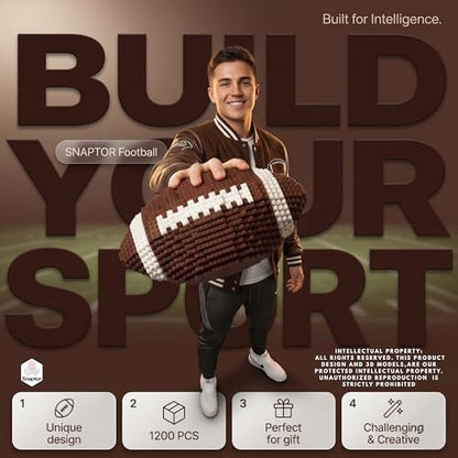 Football 3D Building Block Set - Educational Toy - Perfect for +14 Years - 11 x 6.7 in - Challenging, Creative Fun and Skill-Building - 3D Instruction (1200PCS)