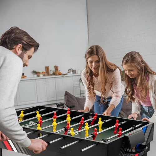 GYMAX 4 in 1 Multi Game Table, 49" Combo Game Table with Foosball Table, Pool Billiards, Air Hockey & Table Tennis for Teens Adults Family Game Room