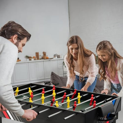 GYMAX 4 in 1 Multi Game Table, 49" Combo Game Table with Foosball Table, Pool Billiards, Air Hockey & Table Tennis for Teens Adults Family Game Room