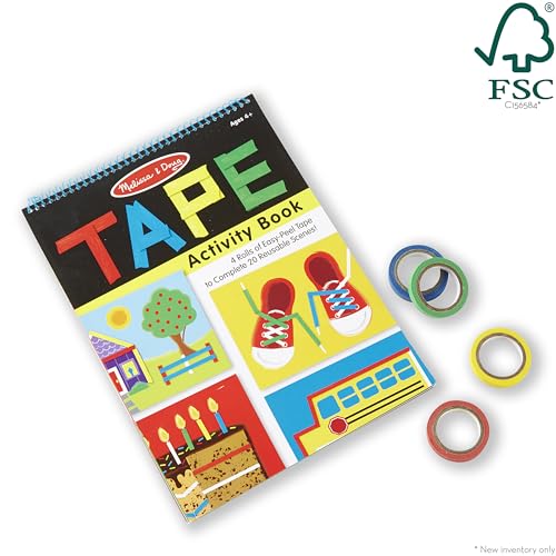Melissa & Doug Tape Activity Book for Kids with 4 Easy-Tear Tape Rolls (Blue, Green, Red, Yellow) & 20 Reusable Scenes on Spiral-Bound Sheets, Road Travel Toys for Kids Ages 4+, 0.45 inch (Pack of 2) - size: 0.45 inch (Pack of 2)