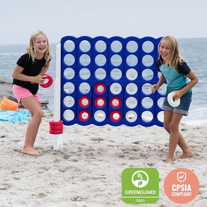 ECR4Kids Jumbo 4-to-Score Giant Game with 42 Rings and Reset Sliders, Kids Games, Red/White/Blue - color: Red/White/Blue