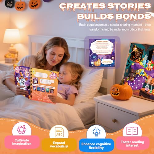 4PCS Paint by Number Sticker Book - Halloween Crafts & Acitivity Puzzles Book for Kids Ages 4-10, Travel Toys for Road Trip & Airplane,Perfect Halloween Gifts & Basket Stuffers for Kids - color: Halloween