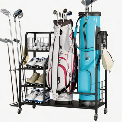Golf Bag Storage Garage Organizer - 2 Golf Bag Organizer Stand for Golf Bag Accessories - Storage Rack for Home, Garage, Club, Golf Gifts for Men