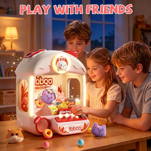 Large Claw Machine for Kids, Bunny Vending Machines Toys for Girls 4-6, Mini Candy and Prize Electronic Dispenser Game with Sound Lights, Idea Birthday Gift for 3 4 5 6 Year Old Girl Boy - color: Pink