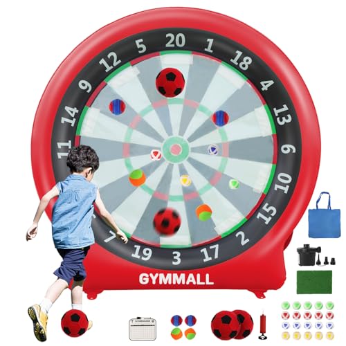 Giant Dart Board Inflatable with Pump, Outdoor and Indoor Soccer Sport Kick Dartboard for Kids and Adults, Waterproof Darts Board Yard Game with 20 Golf Balls, 4 Sticky Balls, 2 Soccers - style: Spirited