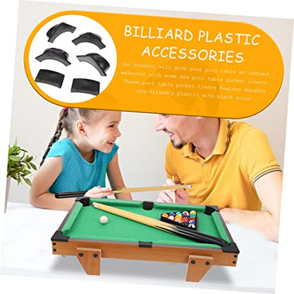 2 Sets Billiard Accessories Mini Pool Table Pool Table Cloth Cleaning Kit Rail Corner Brush Billiards Pool Cues Pockets Plastic Black