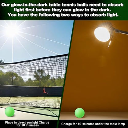 Soulchen 40mm Glow in The Dark Table Tennis Balls Bulk, Carnival Game Night, Neon Birthday Party Favors, Classroom Rewards, Goodie Bag Filler, Pet Playmate - color: Glow in the Dark Green, size: Solid