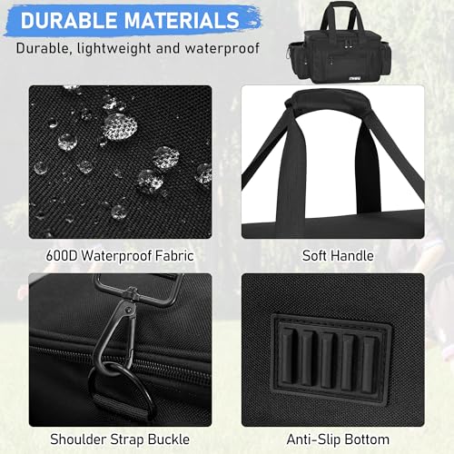 Disc Golf Storage Bag Durable Large Capacity with Dividers and Multi Side Pockets, Black - style: 14.5 X 10.2 X 10.2 Inch
