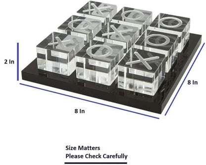 Modern Tic Tac Toe for Home Decoration Acrylic XO with Black Base Decorative Tic Tac Toe Table Top Decoration Coffee Table Decor X/O Board (Clear XO, Black Base)