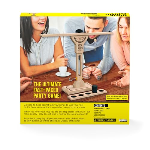 Buffalo Games - Hook & Ring Battle Game – Fast‑Paced Family Party Game | Tabletop Ring Toss for 2 Players Ages 8+ | Head‑to‑Head Dexterity & Skill Game Night Fun