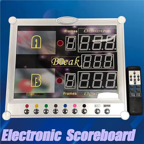 LED Digital Display Scoreboard, Wall-Mount Electronic Snooker & Billiard Pool Table Counting Scoreboard w/Remote Control, 0-199 Scores