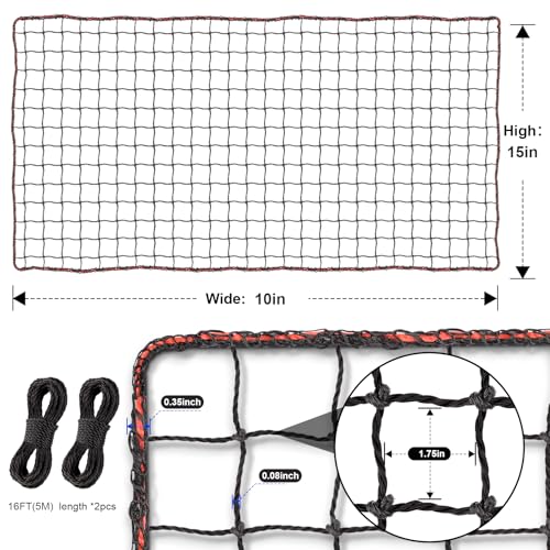 BaseGoal Baseball & Softball Backstop Nets, Heavy Duty Sports Practice Nets, Sports Netting Barrier,DIY Ball Net,Hitting Net for Baseball, Hockey, Soccer, LAX and More - size: 10x15ft