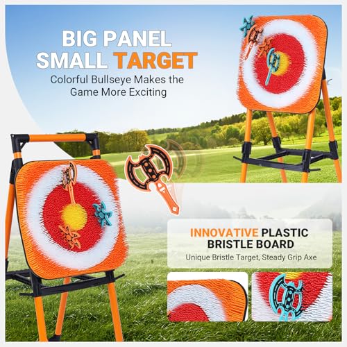 Axe Throwing Game Bristle Target with 16 Throwing Axes, Axe Throwing Outdoor Games for Kids Adults and Family, Backyard Games, Yard Game