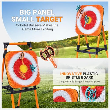 Axe Throwing Game Bristle Target with 16 Throwing Axes, Axe Throwing Outdoor Games for Kids Adults and Family, Backyard Games, Yard Game