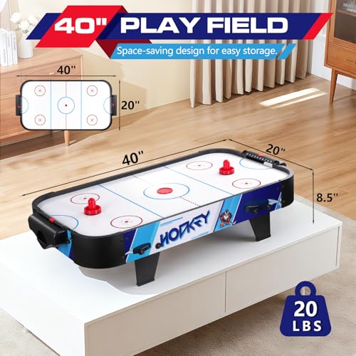 40" Air Hockey Table – Tabletop Game with Electric Fan Motor, Score Tracker, 2 Strikers & 2 Pucks