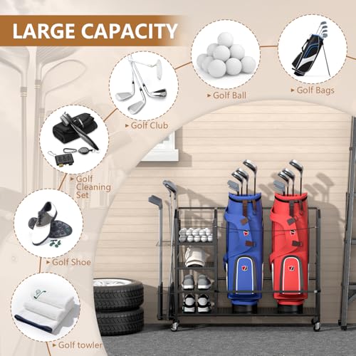 Golf Bag Storage, Big Capacity Golf Bag Organizer for Golf Bag and Equipment Accessories, Golf Organizer for Garage, Home or Club,Extra Storag