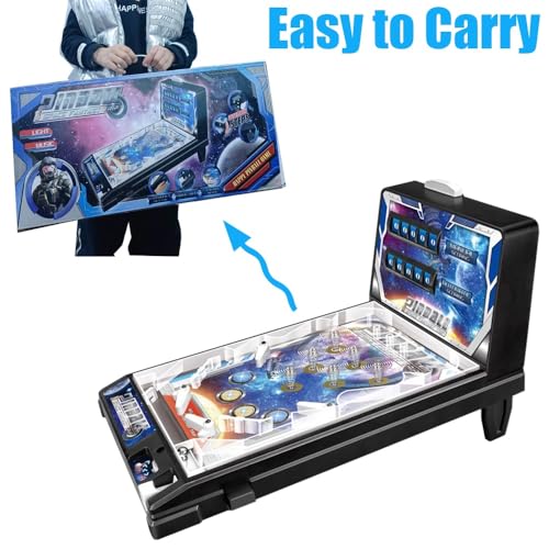 Tabletop Pinball Machine for Kids and Adults Portable Pinball Game Electronic Arcade Desktop Ball Shooting Toy with Scorer Light and Sound