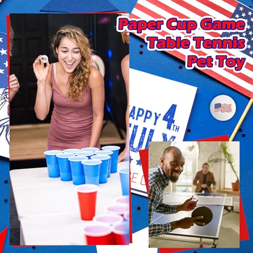24 Pcs Independence Day Table Tennis Balls Bulk, 40mm Ping Pong Balls, 250th Anniversary Patriotic America Flag Funny Toys for 4th of July Party Gift. - style: Flag style
