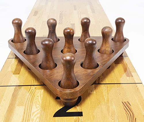 Shuffleboard Bowling Pin Set with 10 Pcs Premium Hardwood Bowling Pins Durabel Triangular Pinsetter Resin Bowling Ball and Carrying Bag, Fun for Shuffleboard Games - color: Retro