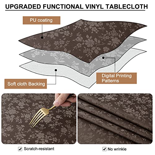 Smiry Rectangle Table Cloth, Waterproof Heavy Duty Vinyl Tablecloths, Wipeable Washable Table Cover for Kitchen and Dining Room (Coffee, 70" X 120") - color: Coffee, size: 120" x 70" (Rectangular)