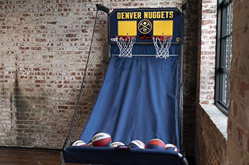 Pop-A-Shot - Home Dual Shot Arcade Basketball Game with NBA Graphics l Sensor Scoring l 16 Game Modes l 7 Balls l Foldable Storage l for All NBA Fans - style: Denver Nuggets