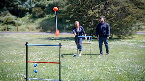 University Games, Double Ladder Ball Indoor Outdoor Ladderball Game Set, 6 Soft Rubber Bolas Balls, Zippered Travel Case, Premium Quality and Durability for 2 or More Players Ages 8 and Up