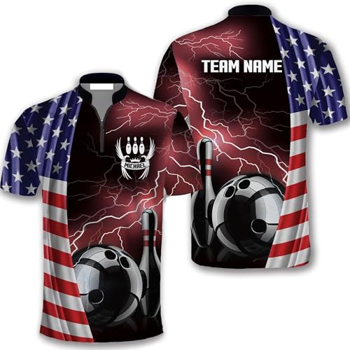 GABITA Personalized Bowling Jerseys for Men, Custom Bowling Shirts, Funny Bowling Shirts Gift for Bowler Team Player - color: A13