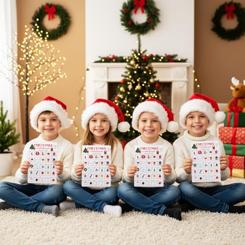 Hoolerry 30 Pcs Scavenger Hunt for Kids Road Trip Game Car Spring Summer Wedding Scavenger Hunt Cards Travel Activities Camping Games Outdoor Indoor Seek Activity for Kids Adults (Christmas) - style: Christmas