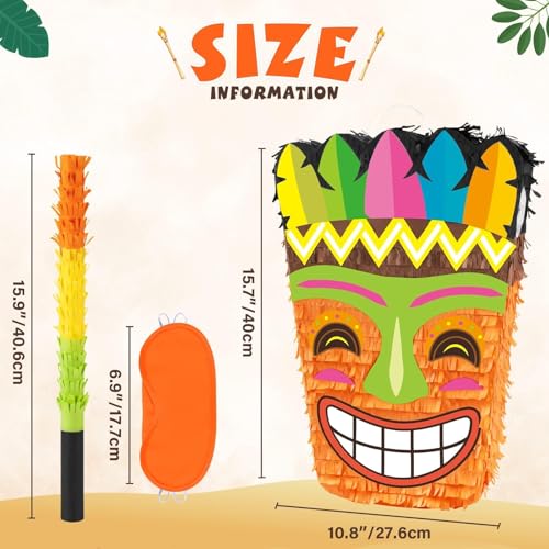 Wernnsai Tropical Hawaii Piata with Blindfold and Bat for Girls & Boys - Hawaiian Luau Themed Party Decoration - style: Aloha