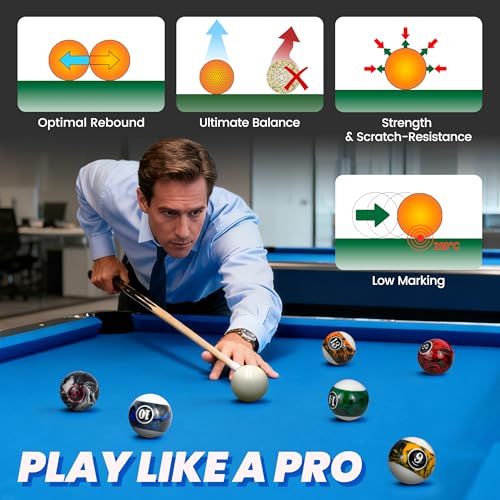 Pool Balls Billiard Set – 2-1/4" Regulation Size, 6 oz Professional Weight, AAA Grade Pure Resin, Pool Table Balls for Tournament, Bar, Game Room & Gifts - style: Black Marble Swirl