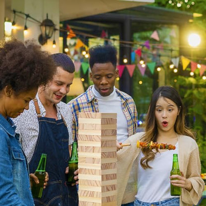 VEVOR Tumbling Timber Toy, 54 Blocks, Pine Wood Tumbling Tower Game with Storage Crate, Tumble Tower Blocks, Multiple Ways to Play Wooden Stacking Game for Indoor and Outdoor Family Gatherings