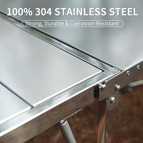 Folding Table IGT Camping Table, Portable Outdoor IGT Cook System, Stainless Steel Camp Table with Carry Bag for Car Camping Picnic RV Trip Patio Backyard BBQ