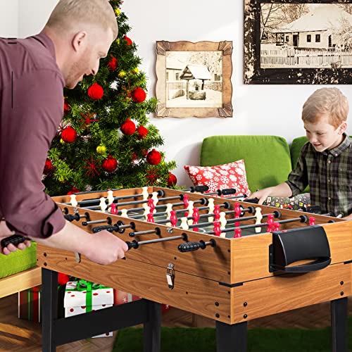 GLACER 48" Multi Game Table, 3 in 1 Board Gaming Table with Foosball, Air Hockey, Billiards, Pool & Soccer Table Adult Size, Combo Game Tables for All Ages, Game Room, Home, Party, Club, Gathering