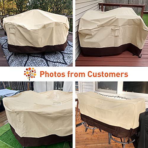 Arcedo Patio Bistro Cover, Waterproof Outdoor Furniture Cover, Heavy Duty Patio Bar Table and Chairs Covers, 80"L x 32"W x 30"H, Beige & Brown - size: Bistro: 80"L x 32"W x 30"H, style: Bistro