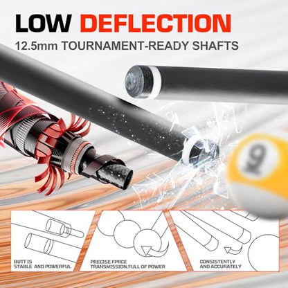 Banly Carbon Fiber Pool Cue Stick 12.5mm Time Crystal Tip, Low Deflection Pool Cue Professional Billiard Cue Sticks with Gift Box - color: 2-Golden Sandalwood(White Grip)