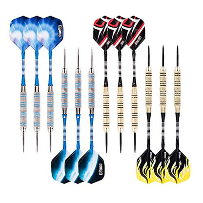 ONE80 Professional Steel Tip Darts Set in 12 Pack with Extra Flights and Shafts - style: Steel Barrel