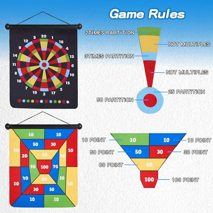 HELLO PAPAYA 17.5 in Large Size 2in1 Rollup Magnetic Darts Board with 24pcs Darts,Outdoor Safe Dart Game for Kids and Adults,for 3-12 Year Old Boys Girls Christmas Birthday Gifts