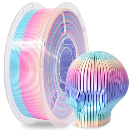 RAMBERY Rainbow Silk PLA 3D Printer Filament Shiny Fast Color Change PLA Filament Neatly Wound 3D Printing Filament, 1.75mm 1kg(2.2lb) - color: A-silk Rainbow Ice Cream, size: 1kg